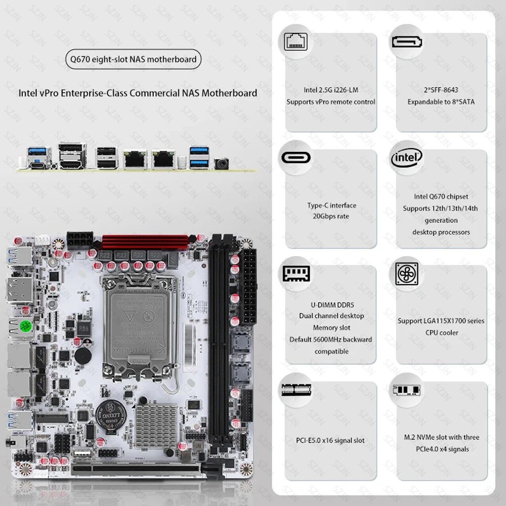 Kit de Placa Mãe Q670 ITX NAS, - Pc Gaming I7 14Th Gen avaliação e preço